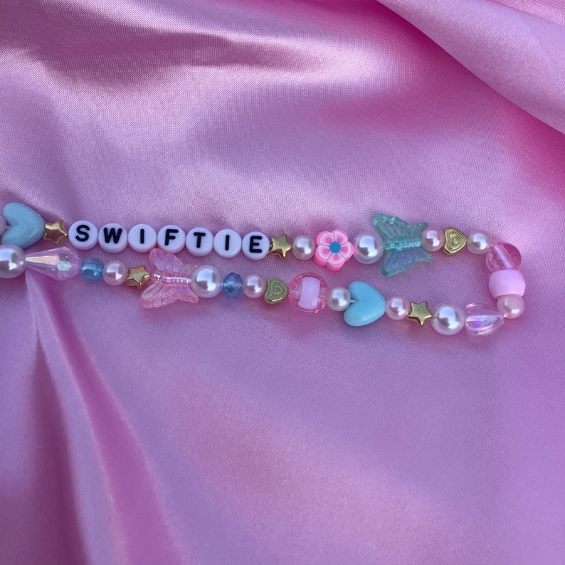 Swiftie Beaded Phone Charm / Trendy Phone Strap / Pearl Strap / Taylor Swift Fan / Pink / Blue / Gift for Swiftie image 7