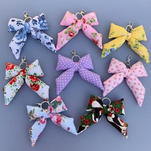 Puffy Bow Keychain Charm / purse charm accessory / bow charm / bag charm / floral  / ribbon / trendy