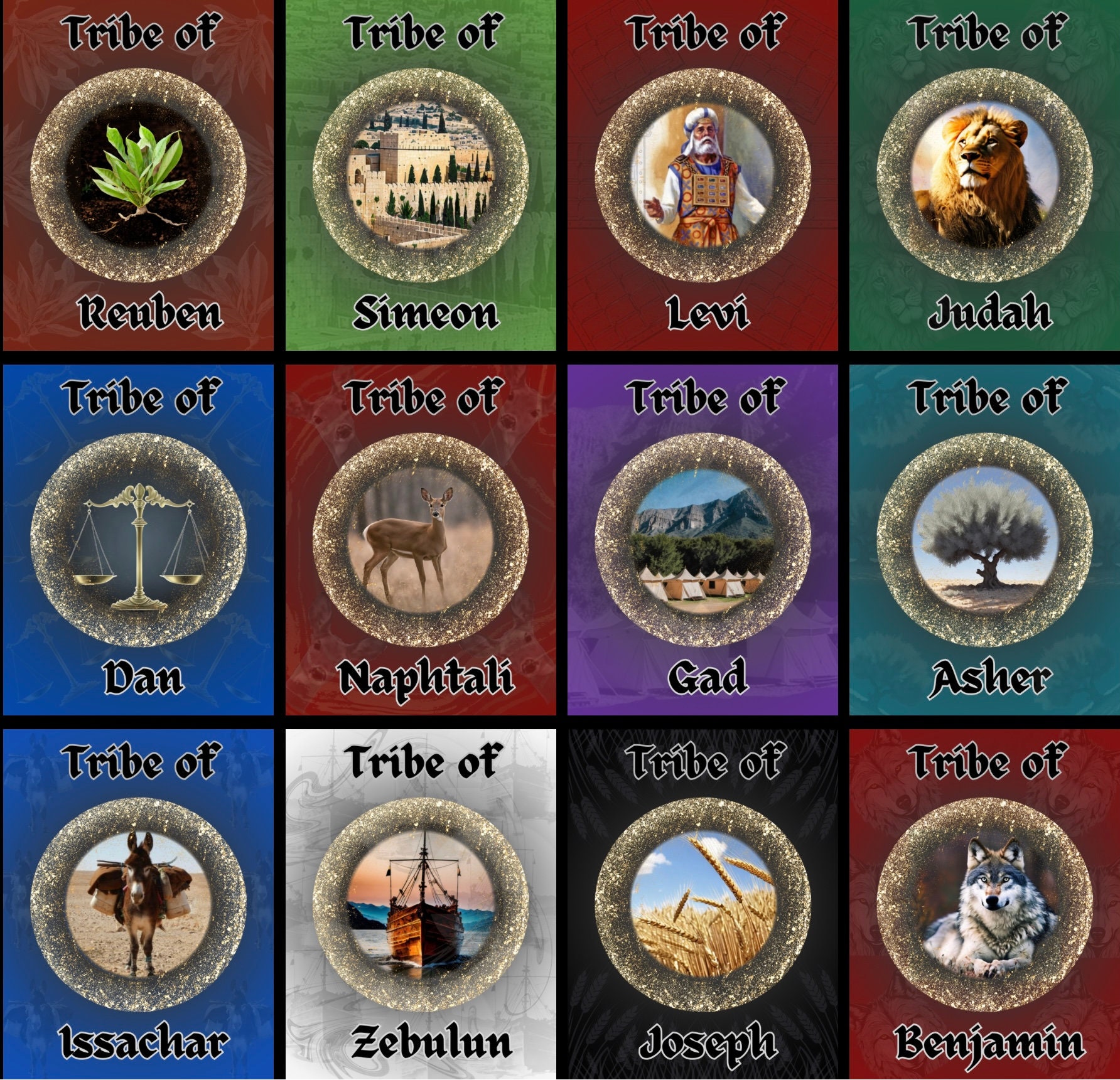 Flags of the 12 Tribes of Israel Etsy