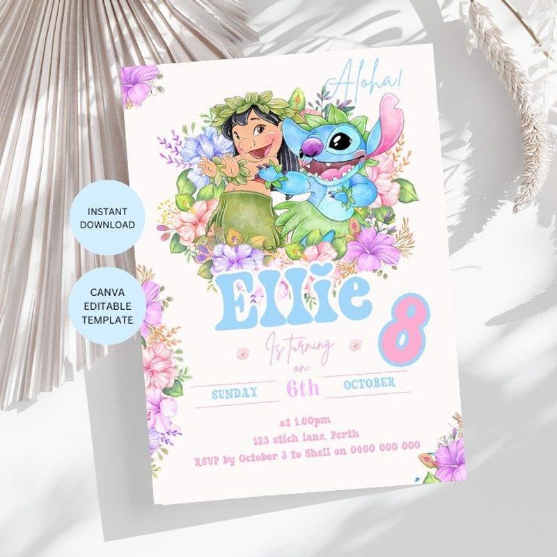 Pastel Stitch Invite Etsy