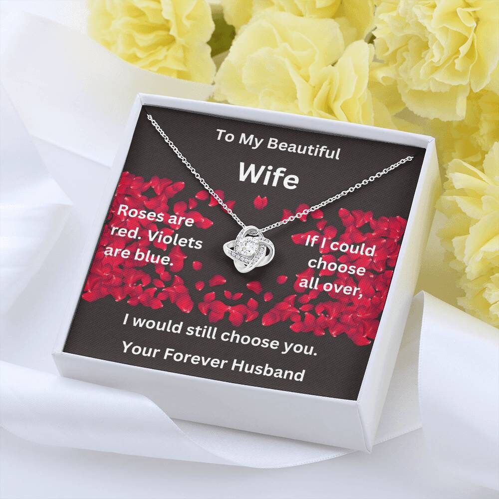 To My Wife Love Knot Necklace Gift for Her Valentines Gift for Wife