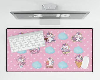 Pastel Pink Unicorn Yume Kawaii Gaming Mouse Pad, XXL Large Cutecore Cute Keyboard Desk Mat Gamer Decor Gaming Room Kawaiicore