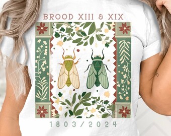 Vintage Cicada Print T-Shirt, Nature Inspired Graphic Tee, Unisex Botanical Shirt, Nature Lover Gift Idea