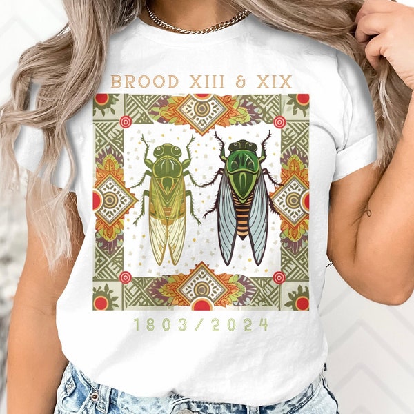 Unique Cicada Print T-Shirt, Artistic Insect Design, Colorful Nature Inspired Graphic Tee, Unisex Adult Clothing