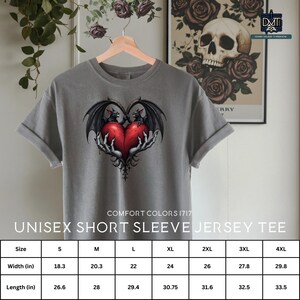 Gothic Valentine Bats Heart Graphic Tee, Dark Love Couples Shirt, Horror Valentine's Day T-Shirt, Unique Love Gift, Alternative Apparel image 10