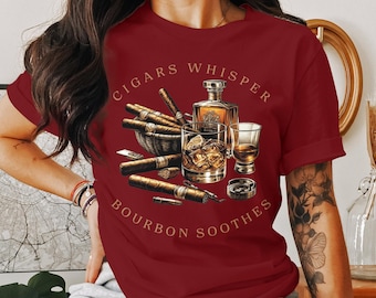 Bourbon tshirt, Cigar tee, Bourbon Gift, Cigar Gift, Bourbon Lovers Tee, Bourbon Drinkers T-Shirt, Cigar Shirt, Whiskey T-Shirt, Whiskey Tee