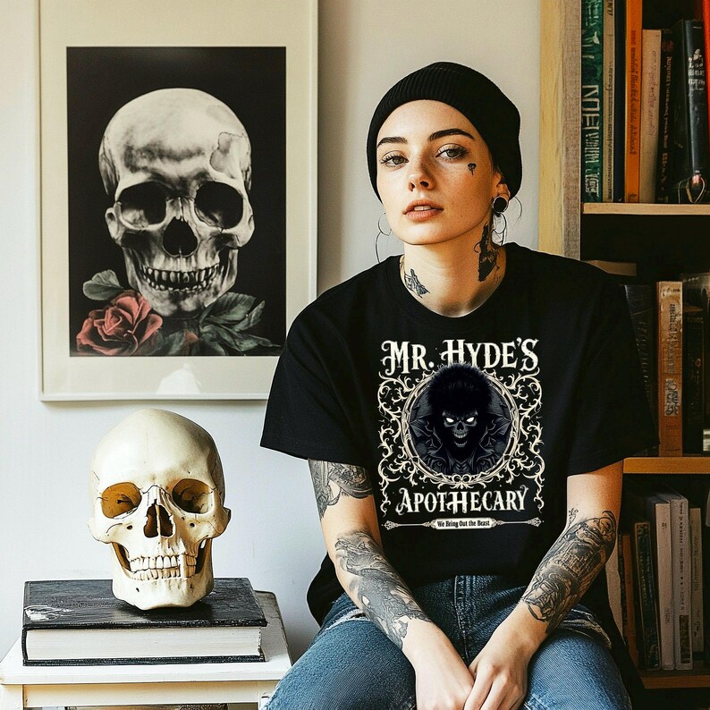 Jekyll and Hyde Gothic T-Shirt Dark Aesthetic Alternative Tee Goth Style Vampire Goth Supernatural Weirdcore Alt Fashion Gothic Clothing image 6