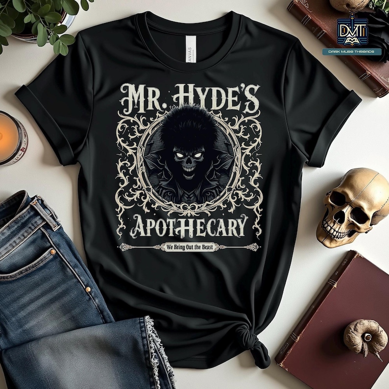 Jekyll and Hyde Gothic T-Shirt Dark Aesthetic Alternative Tee Goth Style Vampire Goth Supernatural Weirdcore Alt Fashion Gothic Clothing image 1