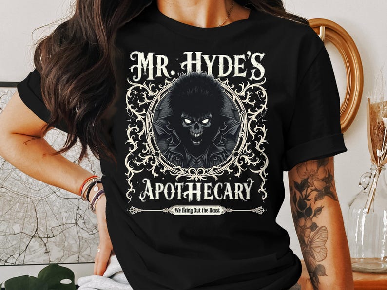 Jekyll and Hyde Gothic T-Shirt Dark Aesthetic Alternative Tee Goth Style Vampire Goth Supernatural Weirdcore Alt Fashion Gothic Clothing image 3