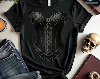 Gothic Corset Top - Dark Aesthetic Soft Goth - Alternative Fashion for Vampire Goth and Gothic Style Lovers with Witchy Vibes