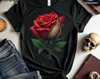 Gothic Rose Shirt - Rose Graphic Tee | Dark Cottagecore, Dark Romance Soft Goth Aesthetic | Gothic Fashion Alt Clothing