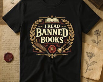 I Read Banned Books Vintage Crest Shirt | Book Lover Bookworm Reader Library Freedom to Read Tee | Librarian Gift for Book Club