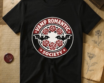 Vampire Badge Crest Secret Society | Gothic Valentine Bat & Rose Emblem | Dark Romance Readers Valentine Gift