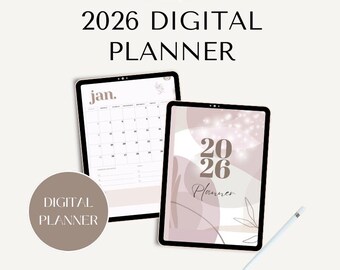 2026 Digital Planner Monthly and Weekly Spreads, Goal Setting, Tracker Neutral Design