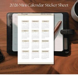 2026 Mini Kalender Stickers Minimalistisches Design
