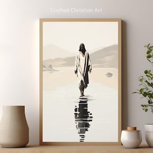 Inspirational Christian Art Print - Jesus Walking on Water, Modern Christian Art, Digital Wall Decor for Faithful Homes