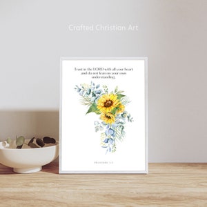 Proverbs 3 5 digital download, Bible Verse Print, Modern Christian Art, Bible verse wall art, Framed download work