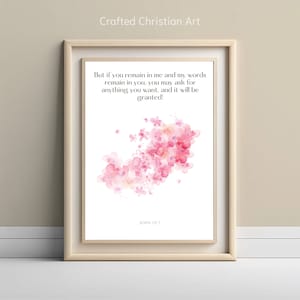 John 15 7 digital download, Bible Verse Print, Modern Christian Art, Bible verse wall art, Framed download work