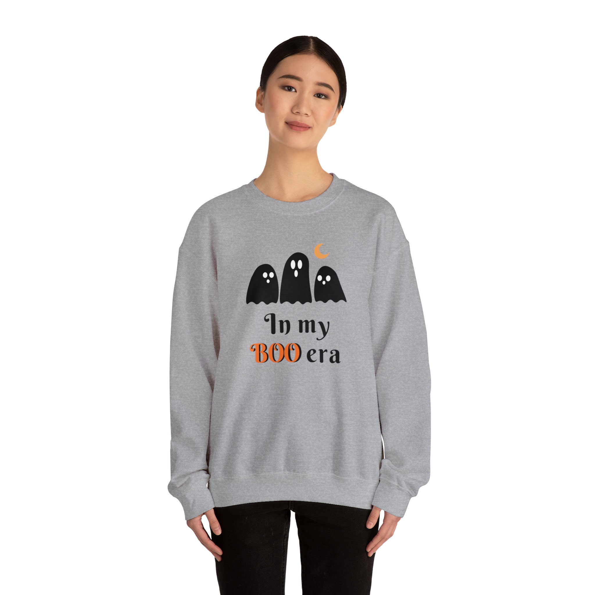 Discover Cute Black Ghost In My Boo Era Halloween Crewneck Sweatshirt, to get into the fall spirit - inclusive sizes - gray yellow pink blue white