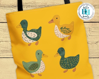 Retro Duck Tote Bag: Farmhouse Style, Water Resistant