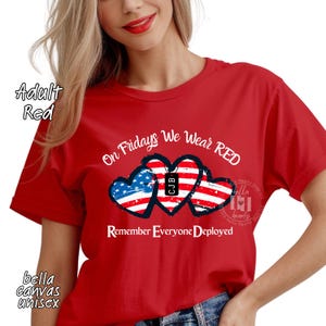 PERSONALIZE We Wear Red On Fridays Shirt: Military Family Support - Adult, Youth, Toddler, Infant Red