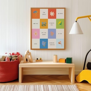 Colorful Christian Wall Art Isaiah God's Checkered Floral Print Kids Ministry Print Children Ministry Posters Children Ministry Wall Decor
