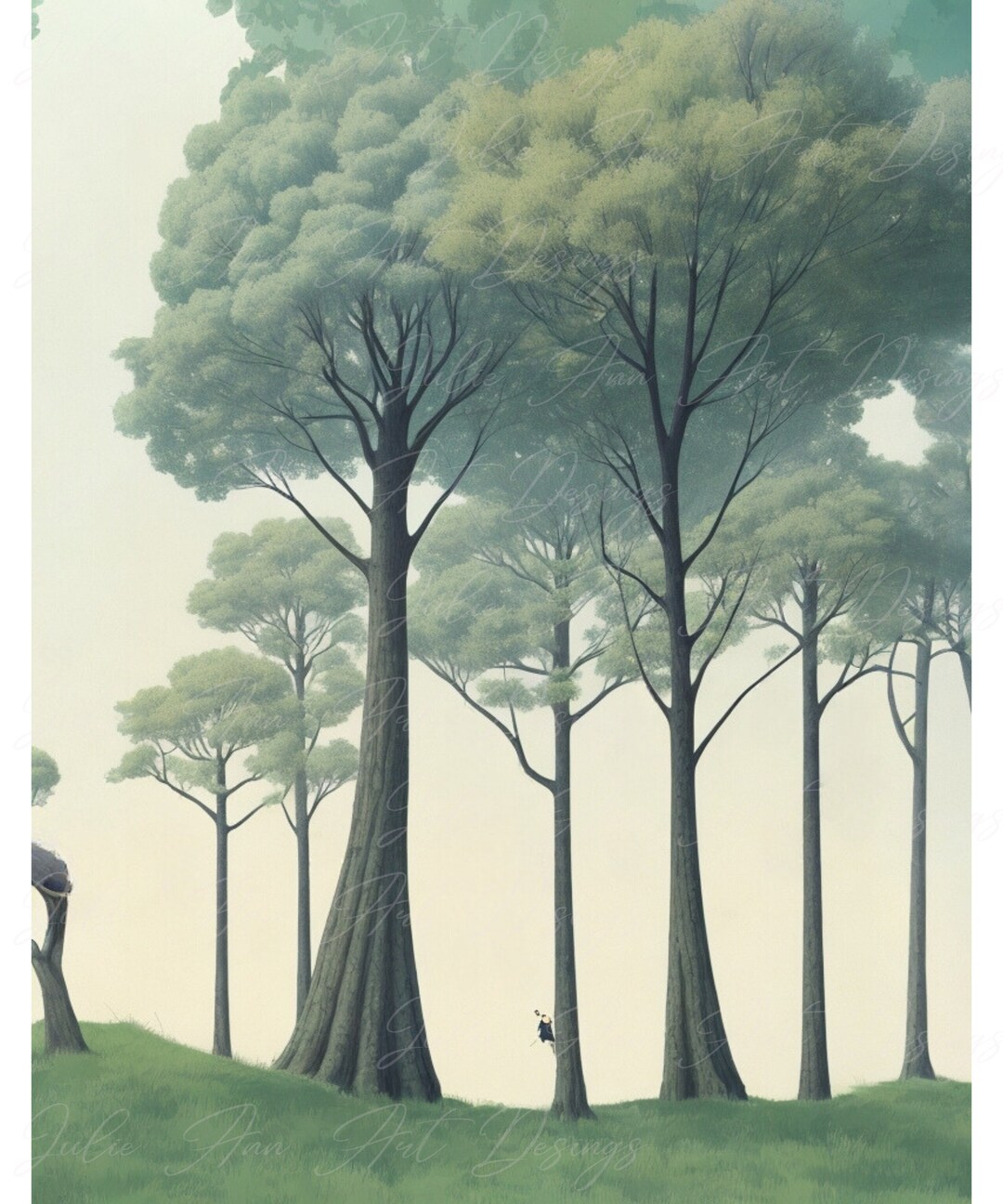 Whimsical Trees Cartoon Trees Watercolor Trees Art Trees Etsy