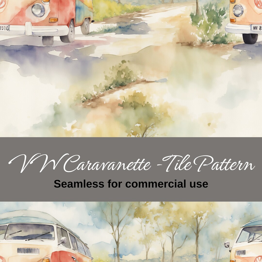 Vw Line Patterns Vw ROADTRIP Camping VAN Seamless Tile PATTERNS for Commercial Uses ...