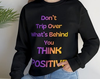 Think Positive sweater met ronde hals, inspirerende geestelijke gezondheidtrui