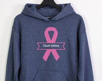 Anpassad bröstcancermedvetenhetströja, personlig tröja för cancerstöd, rosa bandet-tröja, motiverande, ge aldrig upp hoppet