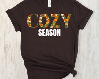 心地よい季節のシャツ、秋のグラフィックTシャツ、パンプキンオータムTシャツ、心地よい秋の装い、感謝祭シャツ、キュートな秋のトップス、ユニセックス