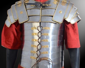 Roman Lorica Segmentata ,Shoulders Armor Brass Trimmed ,Lorica Segmentata Double Brass Hinges, Mother's Day Gifts