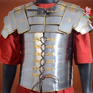 Roman Lorica Segmentata ,Shoulders Armor Brass Trimmed ,Lorica Segmentata Double Brass Hinges, Easter Day Gifts