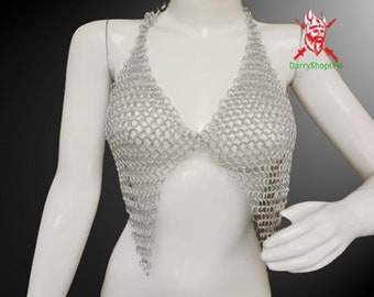 Medieval chainmail bra , female Chainmail set, built by metal aluminum rings | Mother's Day Gift