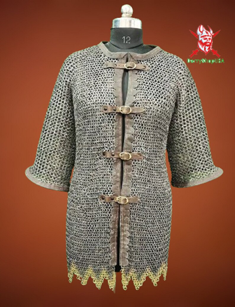 Titanium Chainmail Medieval Armor Chainmail Shirt, Flat Ring All Ring