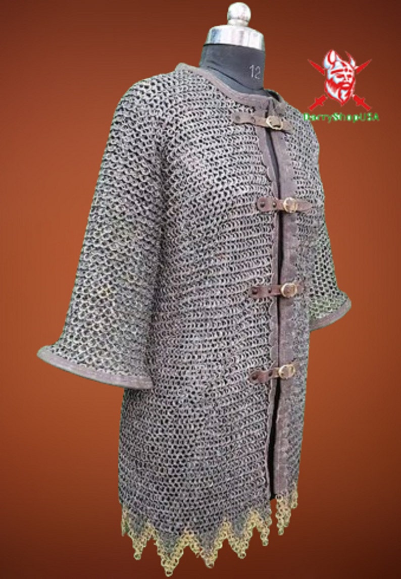 Titanium Chainmail Medieval Armor Chainmail Shirt, Flat Ring All Ring