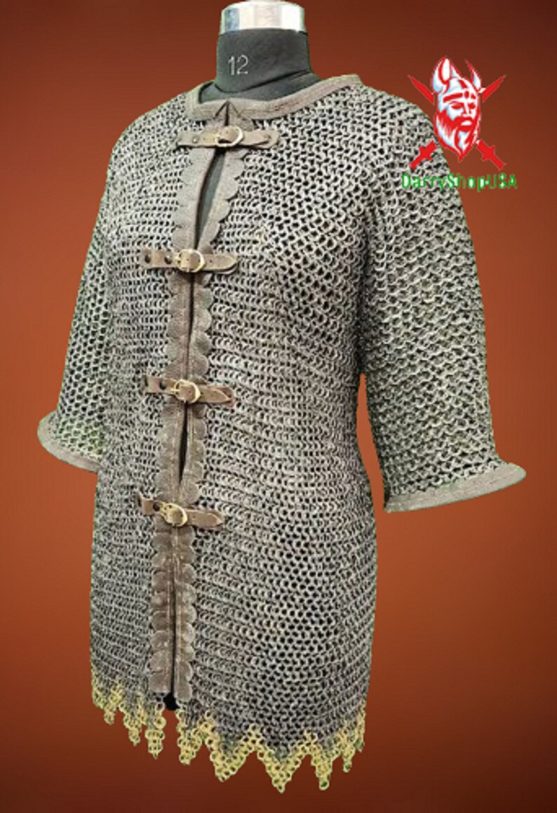 Titanium Chainmail Medieval Armor Chainmail Shirt, Flat Ring All Ring