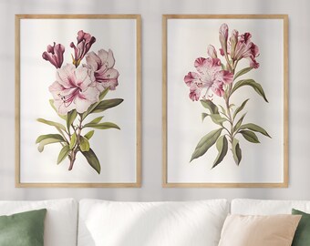 PAIR OF 2 Washington State Flower Prints, Washington Matisse Print, Coast Rhododendron, Floral Art, Neutral Botanical Print, Boho, Digital