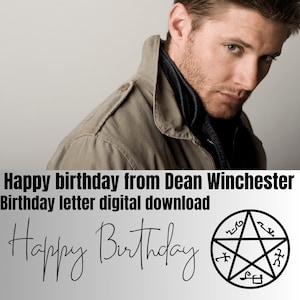 Carta de cumpleaños de Dean Winchester / Feliz cumpleaños de Dean / Regalo de cumpleaños sobrenatural