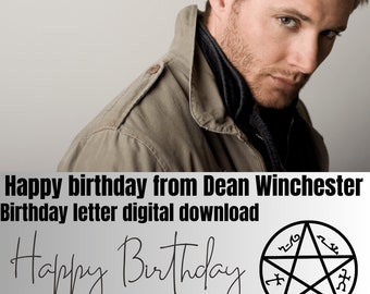 Birthday letter from Dean Winchester | Happy birthday from Dean | Supernatural birthday gift
