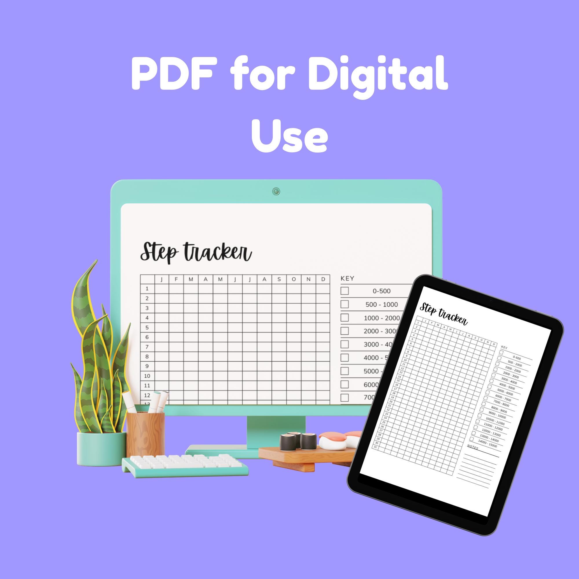 Daily Step Tracker - PRINTABLE PDF - Step Tracker - Digital Use Step ...