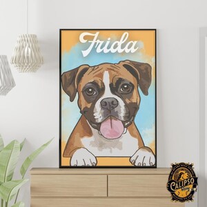 Portrait d'animal de compagnie personnalisé de style carte postale | Carte postale numérique personnalisée avec nom | Souvenir de chat et de chien à imprimer ou à offrir | Art commémoratif pour animaux de compagnie