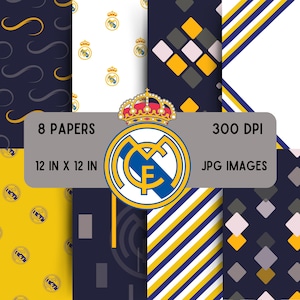 Real Madrid Digitales Papier Set | Sport, Fussball, Fussball | Minimalistisches Design, Muster, Printable