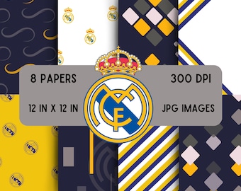 Real Madrid Digital Paper Bundle | Sports, Football, Soccer | Minimalist Design, Patterns, Printable