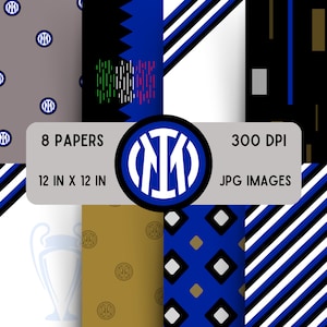 Pacchetto di carta digitale Inter Milan / Sport, Calcio, Calcio / Design minimalista, Modelli, Stampabile