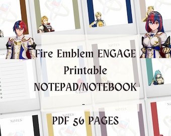 Fire Emblem Engage imprimable BLOC-NOTES/CARNET DE NOTES PDF 56 pages | design de jeu, bloc-notes de jeu, bloc-notes de jeu, cadeaux pour joueur, agenda imprimable