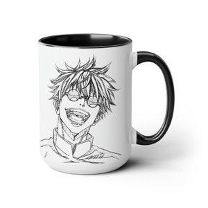 Gojo and Geto, Two-Tone Coffee Mug, JJK 15oz (Anime Mug, Anime Cup, Anime Gifts, Accent Coffee Mug) anime guys, gifts for otakus