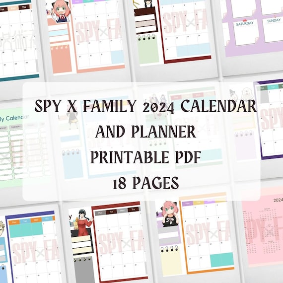 Spy X Family 2024 CALENDAR AND PLANNER Printable Pdf 18 Pages Anime  Calendar, Kawaii Calendar, Anime Planner, Otaku Gift, Anya Design 