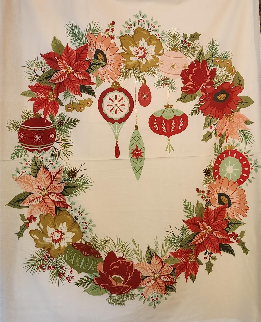 Glisten Wreath Panel Fabric by Sandy Gervais for Riley Blake Designs ...