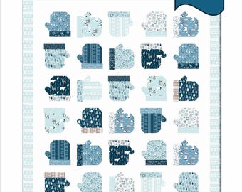 Mitten Smitten Kit, Using Winter Magic by Dani Mogstad for RBD, Winet Blue theme, NO Backing  quilt size 55x64